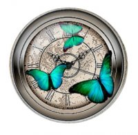 Snap button Clock with Butterfies