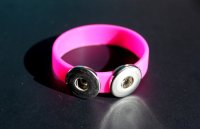 Detský silikónový náramok pre 2 buttony- ružový